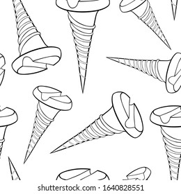 coloring seamless pattern steel screw for use in construction vector illustration