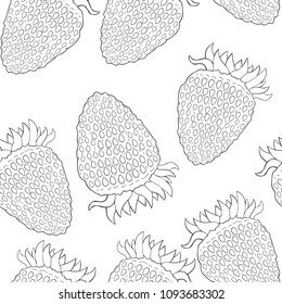 coloring seamless pattern strawberry berry natural ripe summer  vector illustration