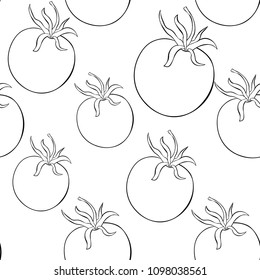 coloring seamless pattern tomato is a mature vegetable  vector illustration