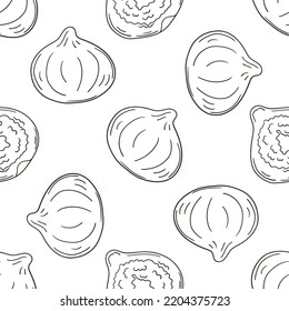Coloring Seamless pattern with tropical fruits. Illustration in hand draw style