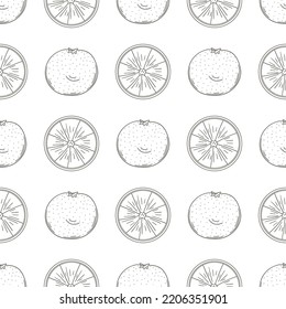 Farbenloses Muster mit tropischen Früchten. Illustration im handgezeichneten Stil