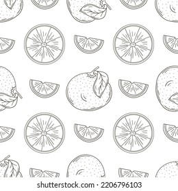 Colorante Patrón de Seamless con frutas tropicales. Ilustración en estilo de dibujo a mano