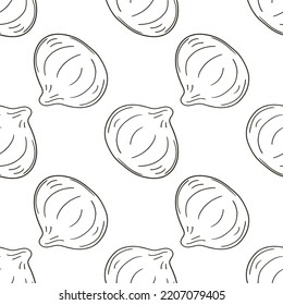 Coloring Seamless pattern with tropical fruits. Illustration in hand draw style