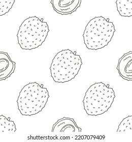 Coloring Seamless pattern with tropical fruits. Illustration in hand draw style