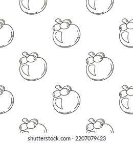 Coloring Seamless pattern with tropical fruits. Illustration in hand draw style
