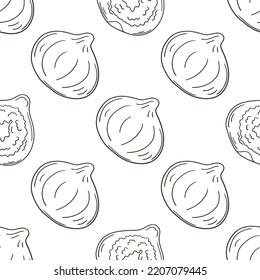 Coloring Seamless pattern with tropical fruits. Illustration in hand draw style
