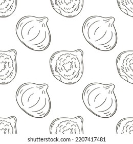 Coloring Seamless pattern with tropical fruits. Illustration in hand draw style