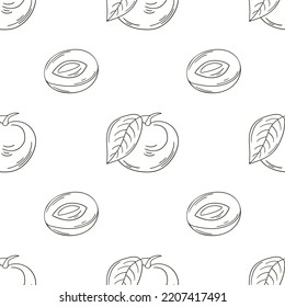 Coloring Seamless pattern with tropical fruits. Illustration in hand draw style