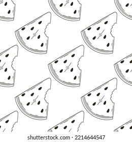 Coloring Seamless pattern with tropical fruits. Illustration in hand draw style watermelon