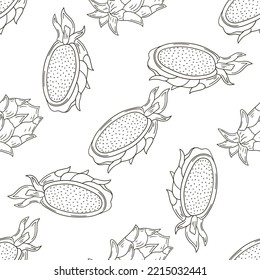 Farbenloses Muster mit tropischen Früchten. Illustration im handgezeichneten Stil