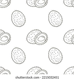 Colorante Patrón de Seamless con frutas tropicales. Ilustración en estilo de dibujo a mano