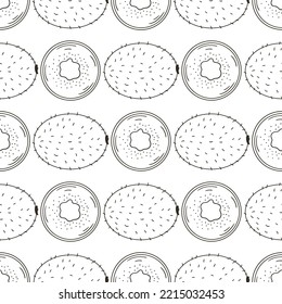 Coloring Seamless pattern with tropical fruits. Illustration in hand draw style