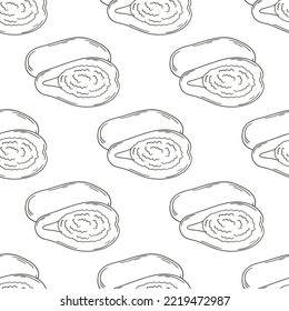 Coloring Seamless pattern with tropical fruits. Illustration in hand draw style