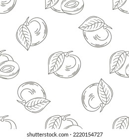 Coloring Seamless pattern with tropical fruits. Illustration in hand draw style