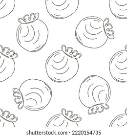 Coloring Seamless pattern with tropical fruits. Illustration in hand draw style