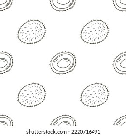 Coloring Seamless pattern with tropical fruits. Illustration in hand draw style