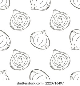 Coloring Seamless pattern with tropical fruits. Illustration in hand draw style