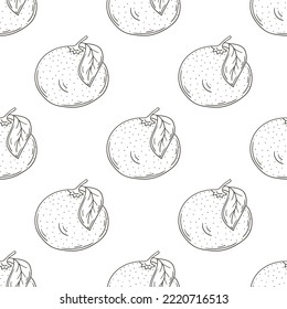 Coloring Seamless pattern with tropical fruits. Illustration in hand draw style