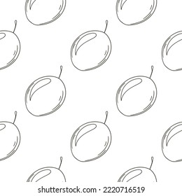 Coloring Seamless pattern with tropical fruits. Illustration in hand draw style