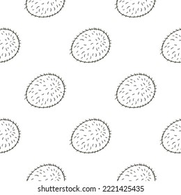Coloring Seamless pattern with tropical fruits. Illustration in hand draw style