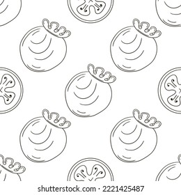 Coloring Seamless pattern with tropical fruits. Illustration in hand draw style