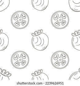 Farbenloses Muster mit tropischen Früchten. Illustration im handgezeichneten Stil