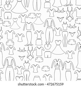Coloring seamless pattern with a women's clothing vector illustration
