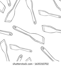coloring seamless pattern wooden spatula for the kitchen. vector illustration