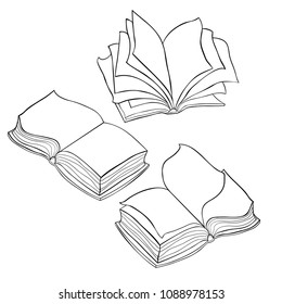 coloring set  book opened with pages  vector illustration