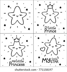 Coloring set with stars, vector pack.