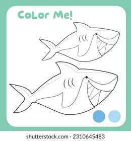 Coloring sharks the sea animal . Coloring sea animals worksheet. Coloring activity for children. Printable educational printable coloring worksheet. Vector illustration file.