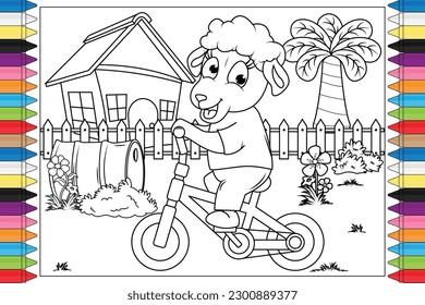 coloring sheep animal cartoon for kids