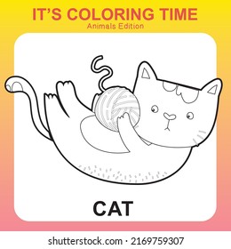 Hoja de colores para niños. Educativo imprimible sobre los animales. Ilustraciones vectoriales.