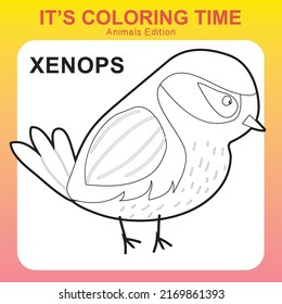 Hoja de colores para niños. Educativo imprimible sobre los animales. Ilustraciones vectoriales.
