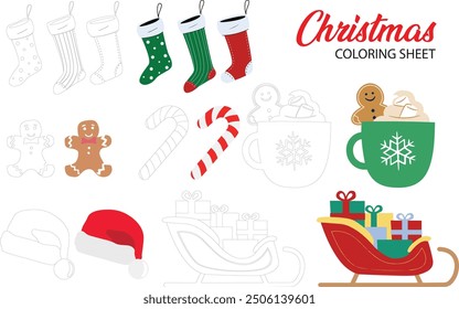 Coloring sheet Christmas theme for kid to color and enjoy