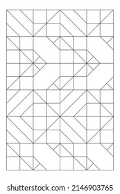 Coloring sheet composition 4 variations tile designs  Easy coloring page for digital detox  Anti stress EPS8 #518