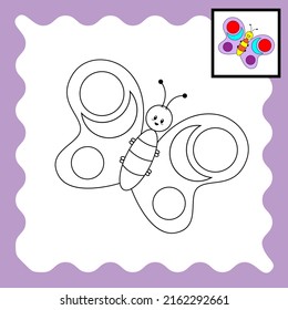 Hoja de colores de mariposa linda. Adecuado para el libro de actividades infantiles