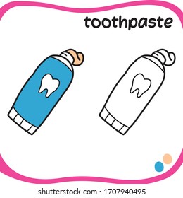 Coloring sheet for kids -  cartoon character - coloring toothpaste