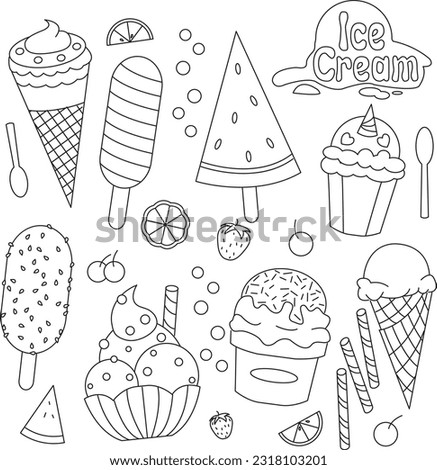 Coloring sheet for kids learning : Ice cream 2