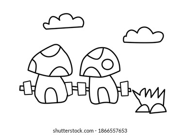 Coloring sheets for children mushroom house series