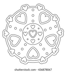 Coloring Simple Heart Mandala