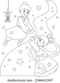 Coloring of the Star Festival. This is a line for coloring for children.