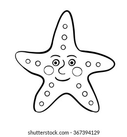 Vector Illustration Linear Drawing Chibi Starfish Stock Vector (Royalty ...