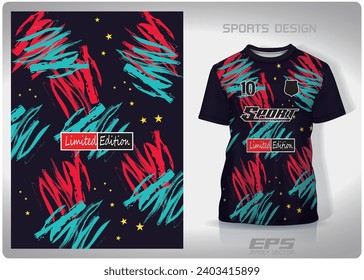 Coloring and stars pink green pattern design, illustration, textile background for sports t-shirt, football jersey shirt mockup for football club. consistent front view