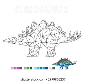 coloring stegosaurus dinosaur vector illustration for kids