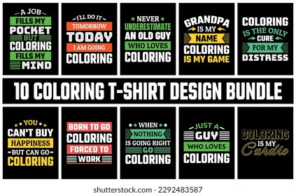 Coloring T Shirt Design Set Vector