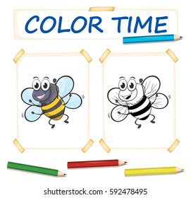 Plantilla de color con ilustración aérea de abejas
