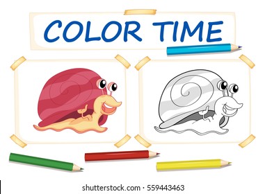 Plantilla de color con ilustración de caracol lindo