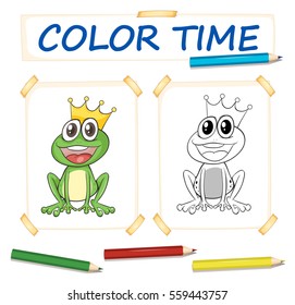 Coloring template with frog prince illustration