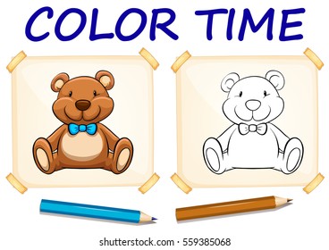 Coloring template with teddy bear illustration